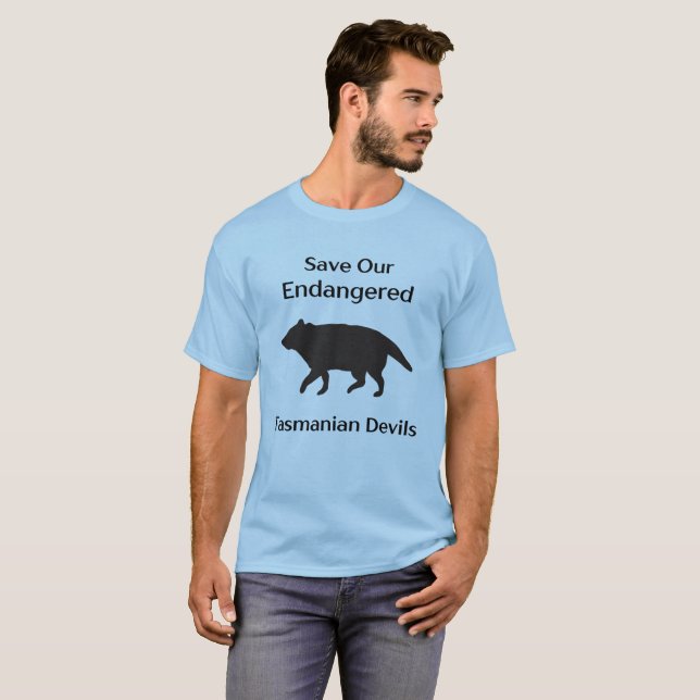 T-shirt Sauvez en danger Tasmanien diable noir Silhouette (Devant entier)