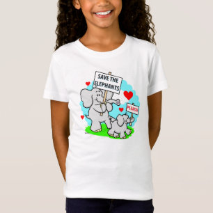 T-Shirt Sauvez la chemise de filles d'éléphants