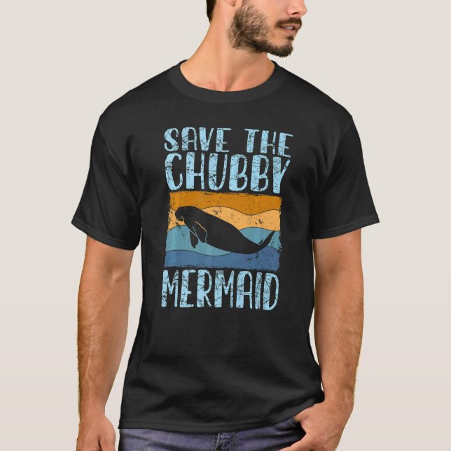 T-shirt Sauvez La Sirène De Chubby Sauvez Le Manatee Retro (Devant)