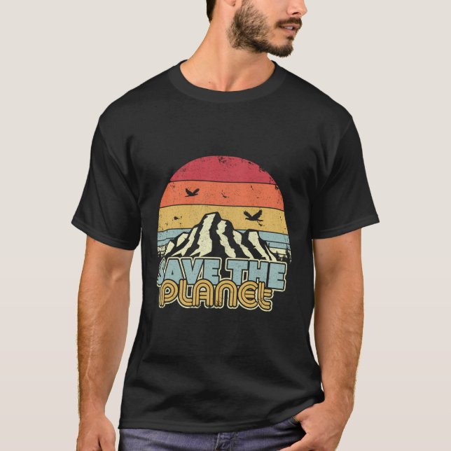T-shirt Sauvez le changement climatique planétaire rétro (Devant)
