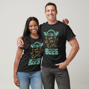 T-shirt Sauvez Le Graphique Floral Des Abeilles