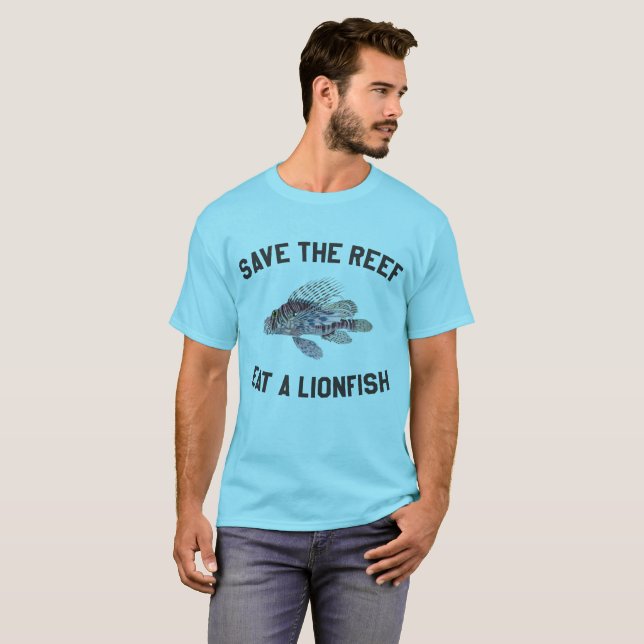 T-shirt Sauvez le récif mangent un Lionfish (Devant entier)