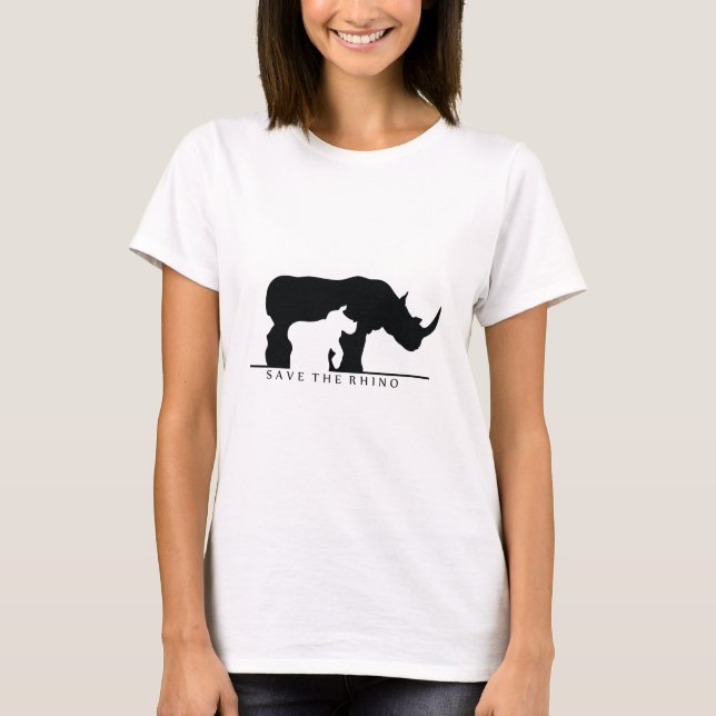 T-shirt Sauvez le rhinocéros (le ver blanc.) (Devant)