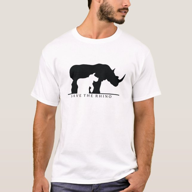 T-shirt Sauvez le rhinocéros (le ver blanc.) (Devant)