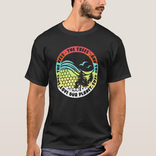 T-shirt Sauvez les abeilles arbres Mer Aimer la Terre Rétr (Devant)