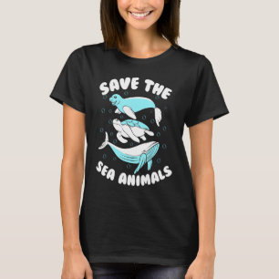 T-shirt Sauvez les animaux de la mer Mignonne Tortue Marin