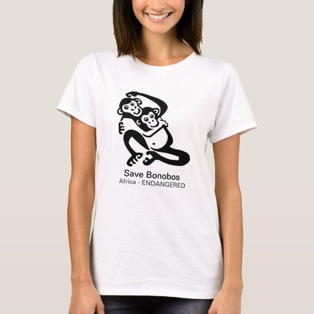 T-shirt Sauvez les chimpanzés BONOBOS en voie de dispariti (Devant)