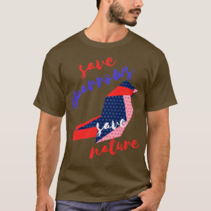 T-shirt Sauvez les moineaux Sauvez la nature Origami
