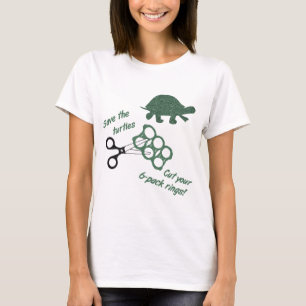 T-shirt Sauvez les tortues coupent six anneaux de paquet