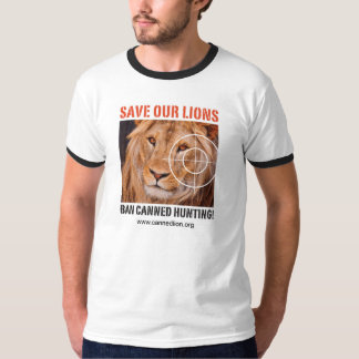 T-shirt Sauvez nos lions - interdisez la chasse en boîte -