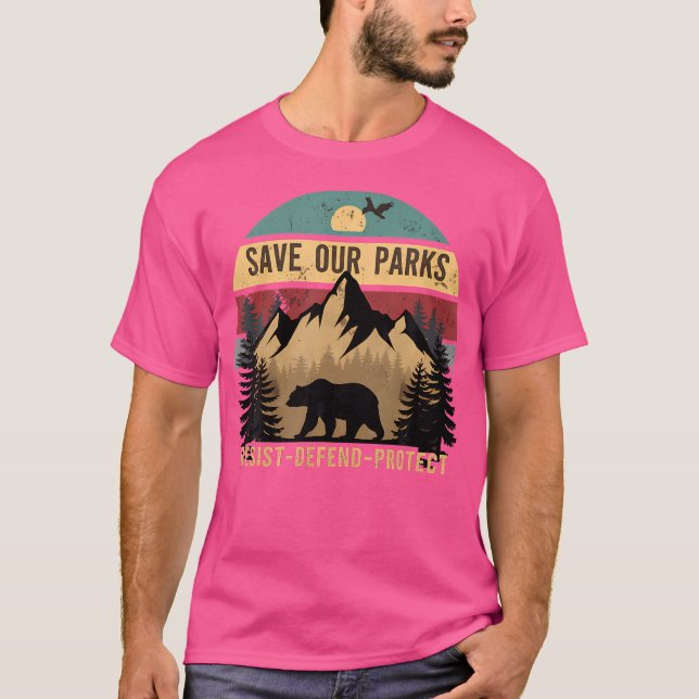 T-shirt Sauvez Nos Parcs Nationaux Américains Randonnée Et (Devant)