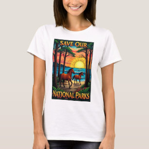 T-shirt Sauvez nos parcs nationaux Chevaux sauvages