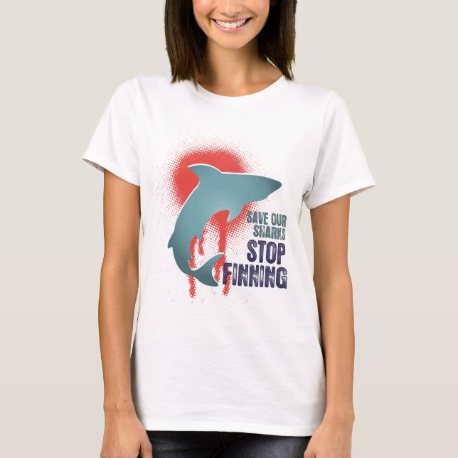 T-shirt Sauvez notre arrêt Finning de requins (Devant)