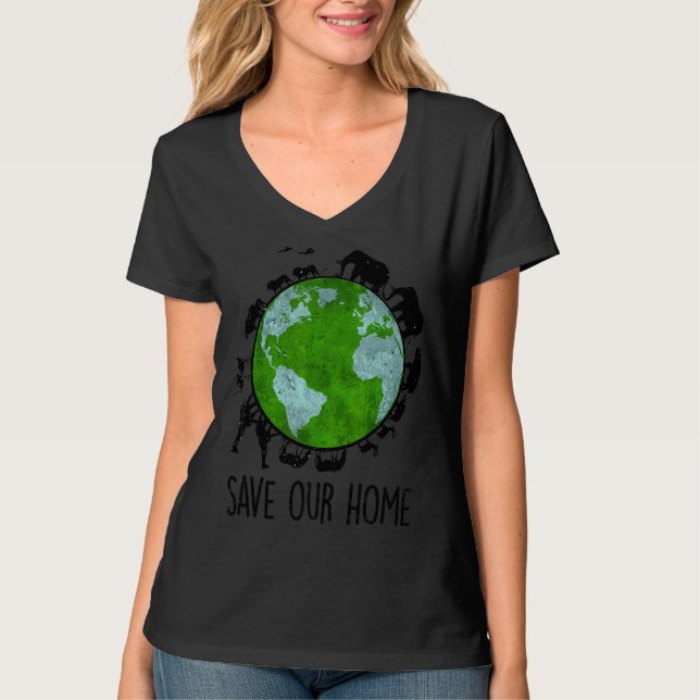 T-shirt Sauvez notre maison Animaux Jour des terres Planèt (Devant)