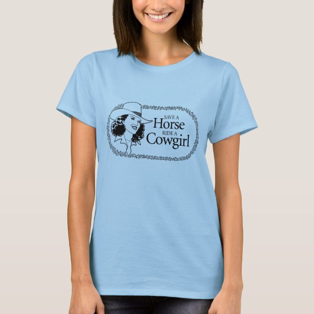 T-shirt Sauvez un cheval. Montez une cow-girl (Devant)