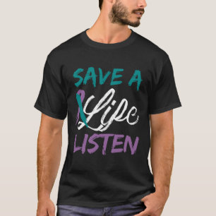 T-shirt Sauvez une vie Écouter Ruban Conseils de sensibili