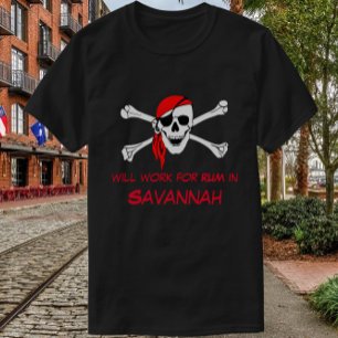 T-shirt Savannah GA Pirate Skull Crossbones travailler pou
