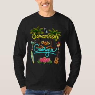 T-shirt Savannah Georgia Beach Summer Palm Surf Sun Set Pa