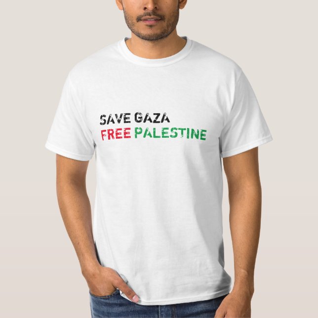 T-shirt Save Gaza Free Palestine noir rouge blanc (Devant)