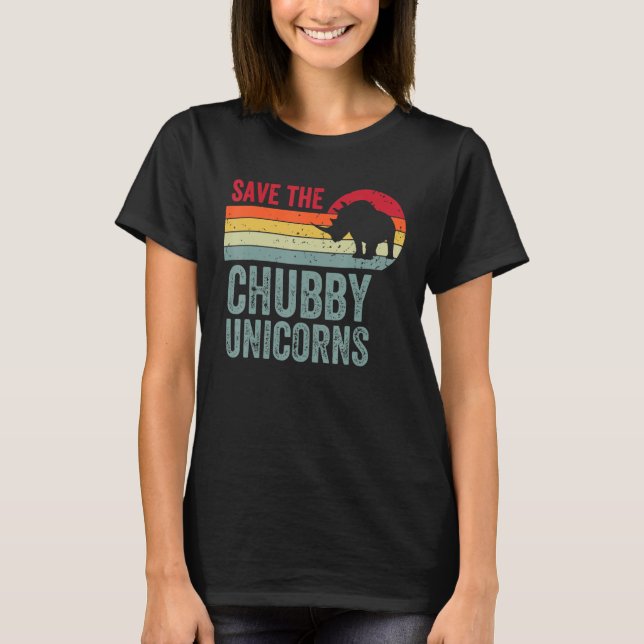 T-shirt Save The Chubby Unicorns Rhinoceros Animal Rights (Devant)
