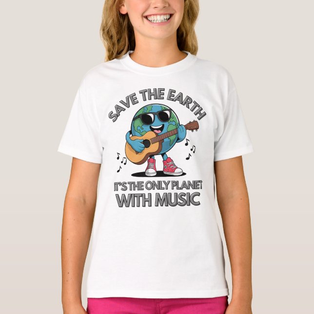 T-shirt Save the Earth -It's the only Planet with Music (Devant)