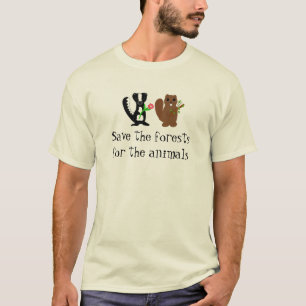 T-shirt Save the Forest - Skunk and Beaver Design