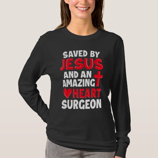T-shirt Saved by Jesus Open Heart Surgery Distressed (Devant)