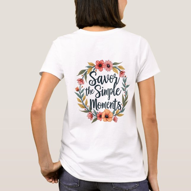 T-shirt Savourez les moments simples Citation florale Boho (Dos)