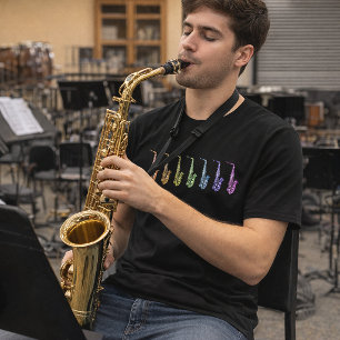 T-shirt Saxophone Arc-en-Ciel Instrument de Musique Jazz C