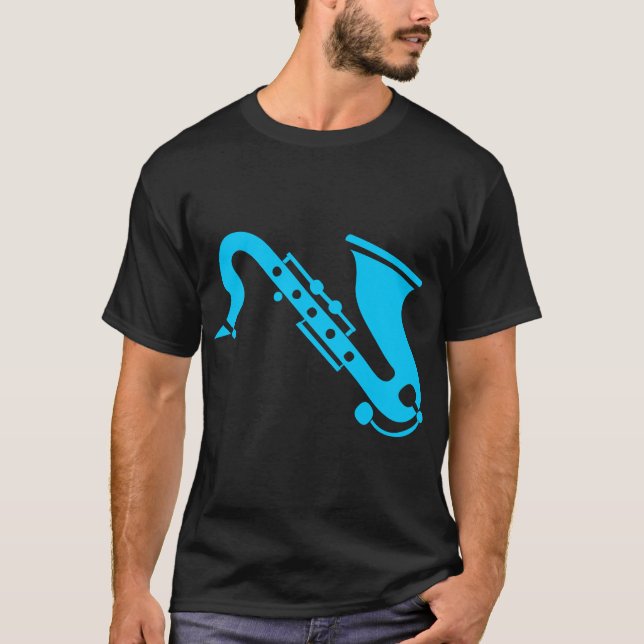 T-shirt Saxophone - Ciel bleu (Devant)