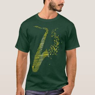 T-shirt Saxophone créatif Art Mélange Jaune