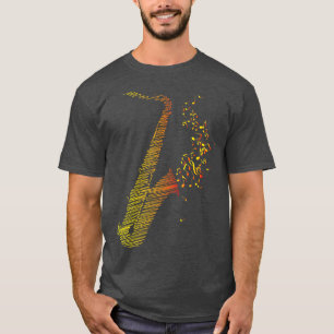 T-shirt Saxophone créatif Art Orange Mix