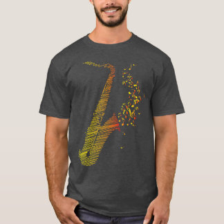 T-shirt Saxophone créatif Art Orange Mix