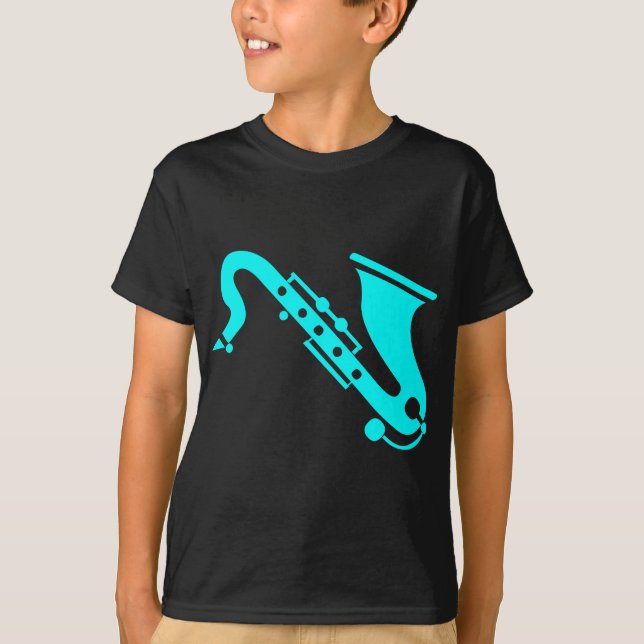 T-shirt Saxophone - Cyan (Devant)