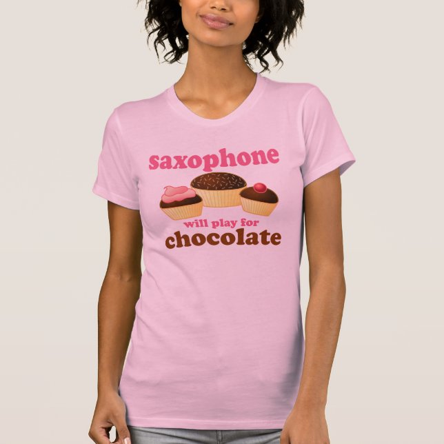 T-shirt Saxophone drôle de chocolat (Devant)