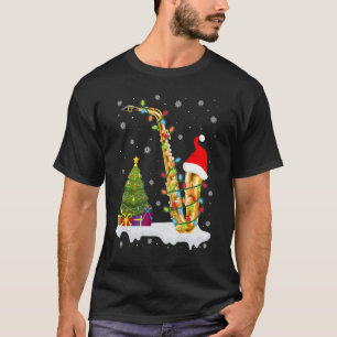 T-shirt Saxophone Music Lover Xmas Lumière Père Noël Saxop