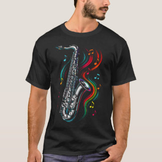 T-shirt Saxophone - Notes de Musique de Jazz