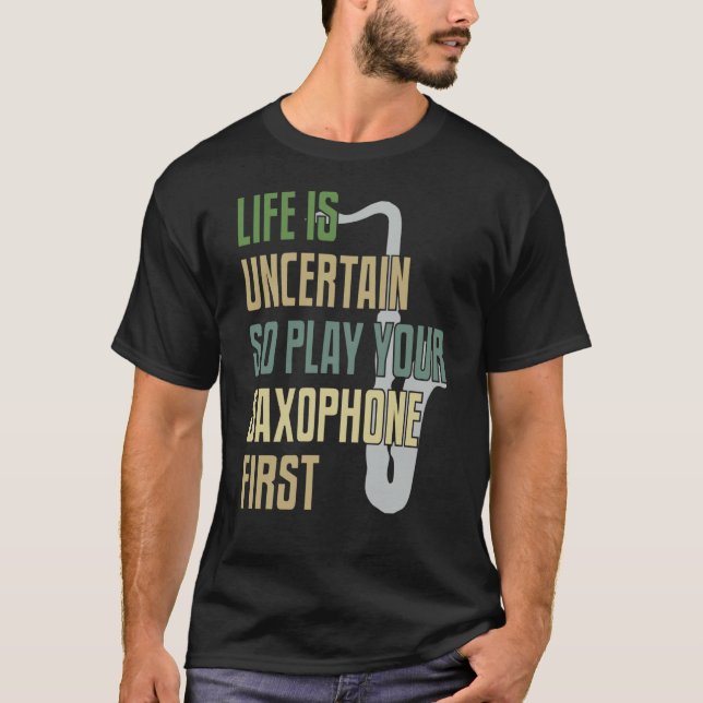 T-shirt Saxophone Player Retro Style (Devant)