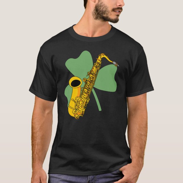 T-shirt Saxophone shamrock (Devant)