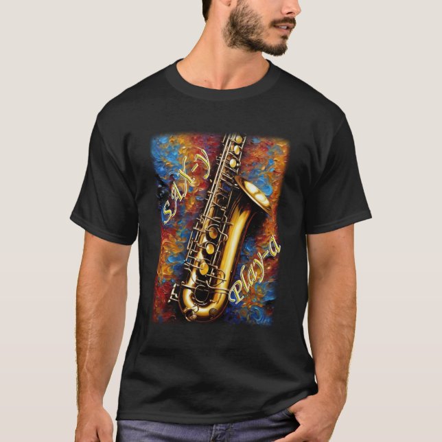 T-shirt Saxophone - Van Gogh Style arrière - plan (Devant)