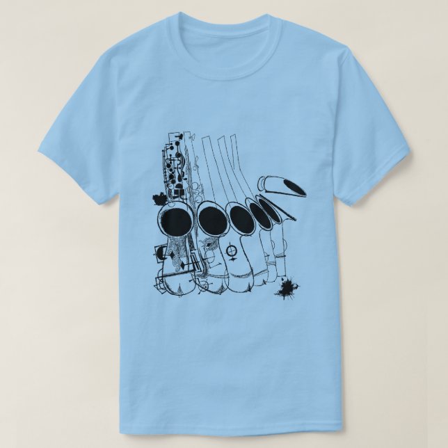 T-shirt Saxophones Jazz Vintage Illustration (Design devant)