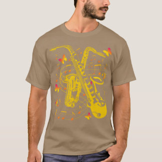 T-shirt Saxophoniste de jazz instrument de musique papillo