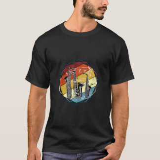 T-shirt Saxophoniste Jazz instrument de musique Retro Saxo