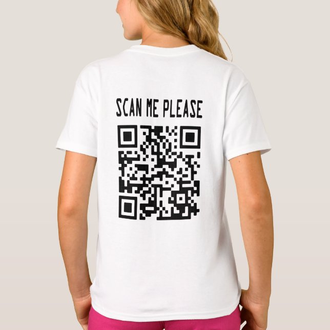 T-shirt Scan Me Please QR Code - Smile, It's Free (Dos)