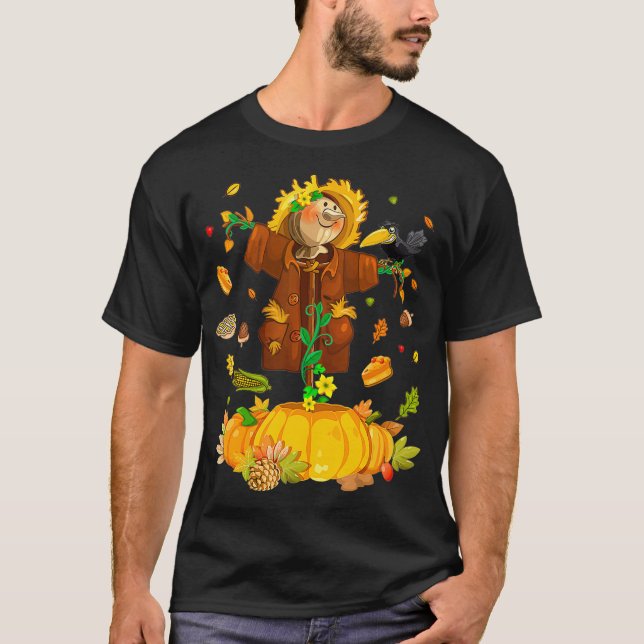 T-shirt Scarecrow Automne Bonjour Automne Citrouille Hallo (Devant)