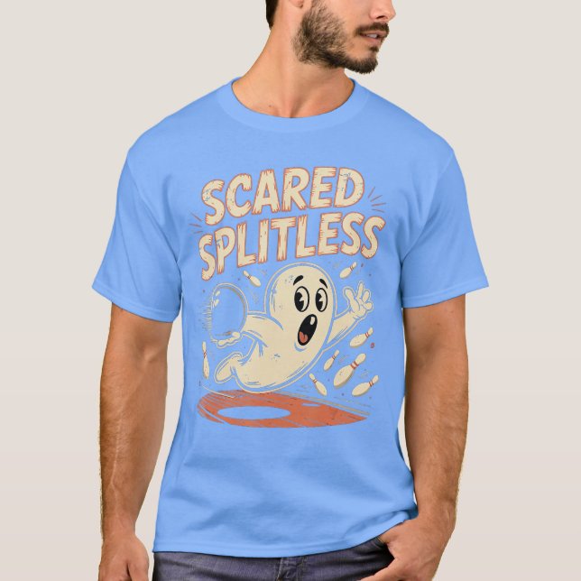 T-shirt Scared Splitless Bowling Halloween Fun Design vint (Devant)