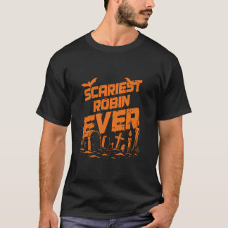 T-shirt Scariest Robin Ever Halloween Apparel with Graveya