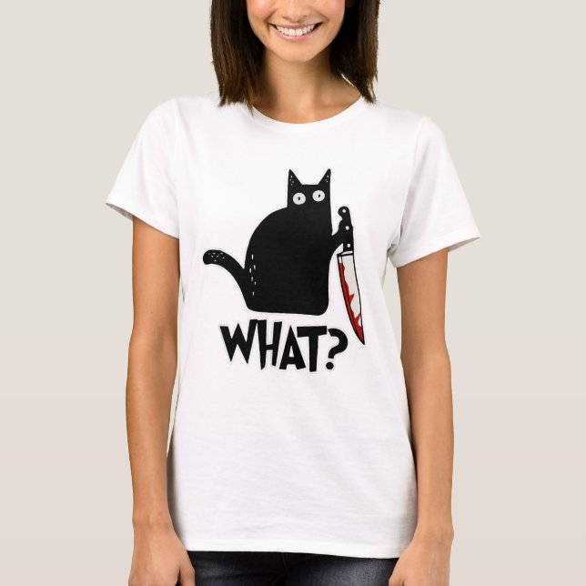 T-shirt Scary Black Cat Dire Quel Mème Meow Comment Hallow (Devant)