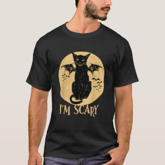 T-shirt Scary hurler Chat à ailes Noires au clair de lune