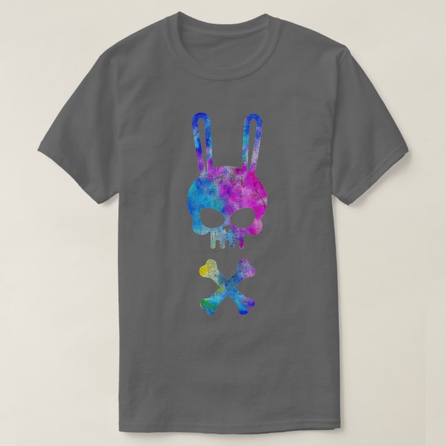 T-shirt Scary Skull And Crossbones Bad Rabbit Horror Bunny (Design devant)